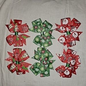 Three pair of christmas hair bows